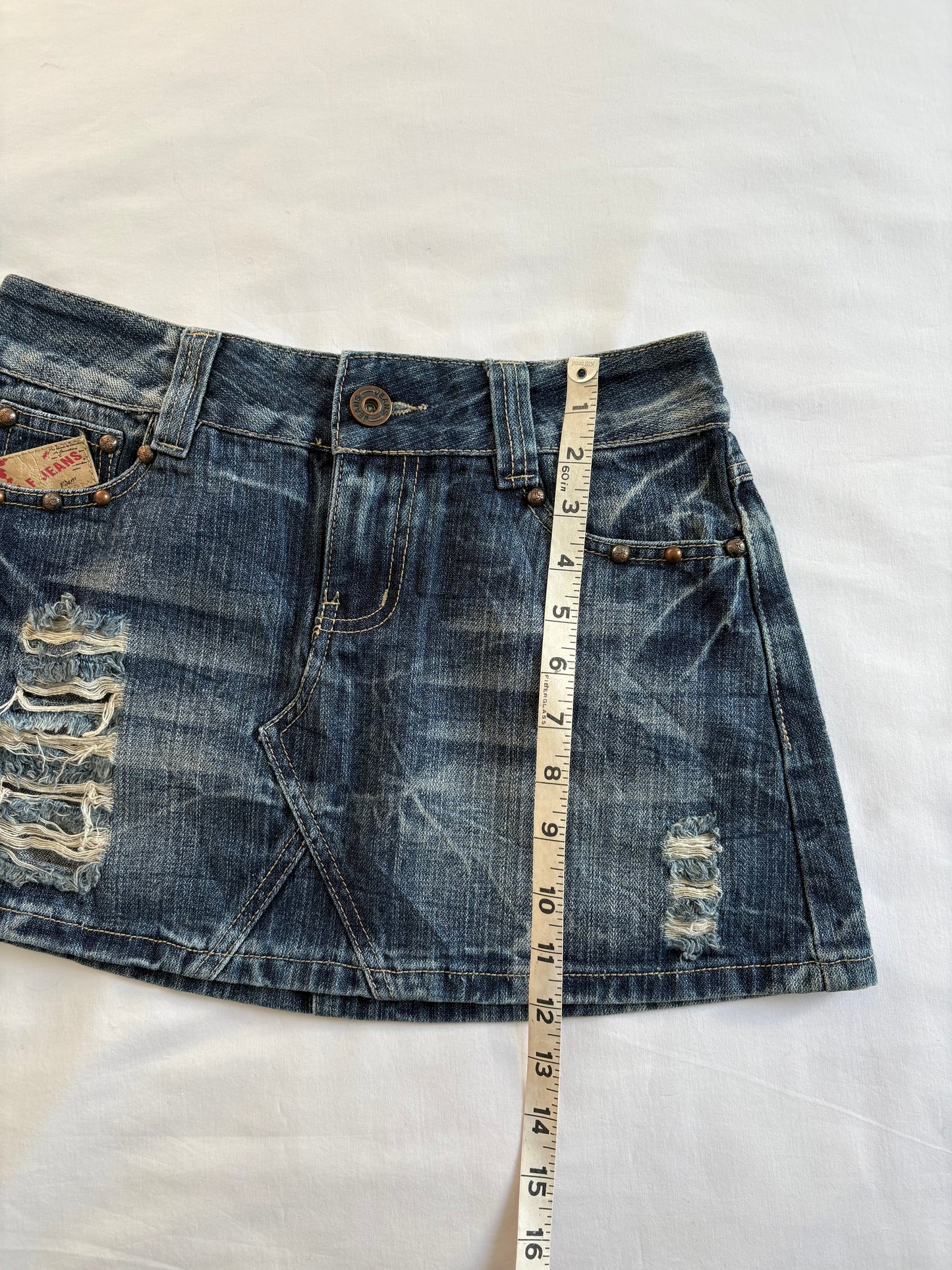 00’s JuFu denim mini skirt | Size 8-10