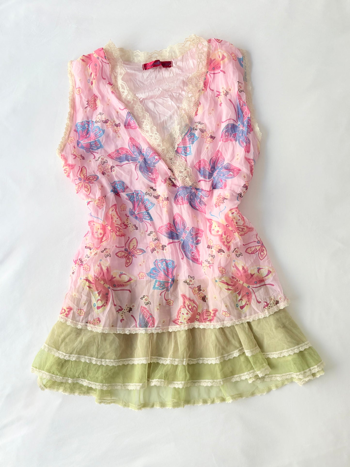 00’s Japanese butterfly babydoll top | Size medium