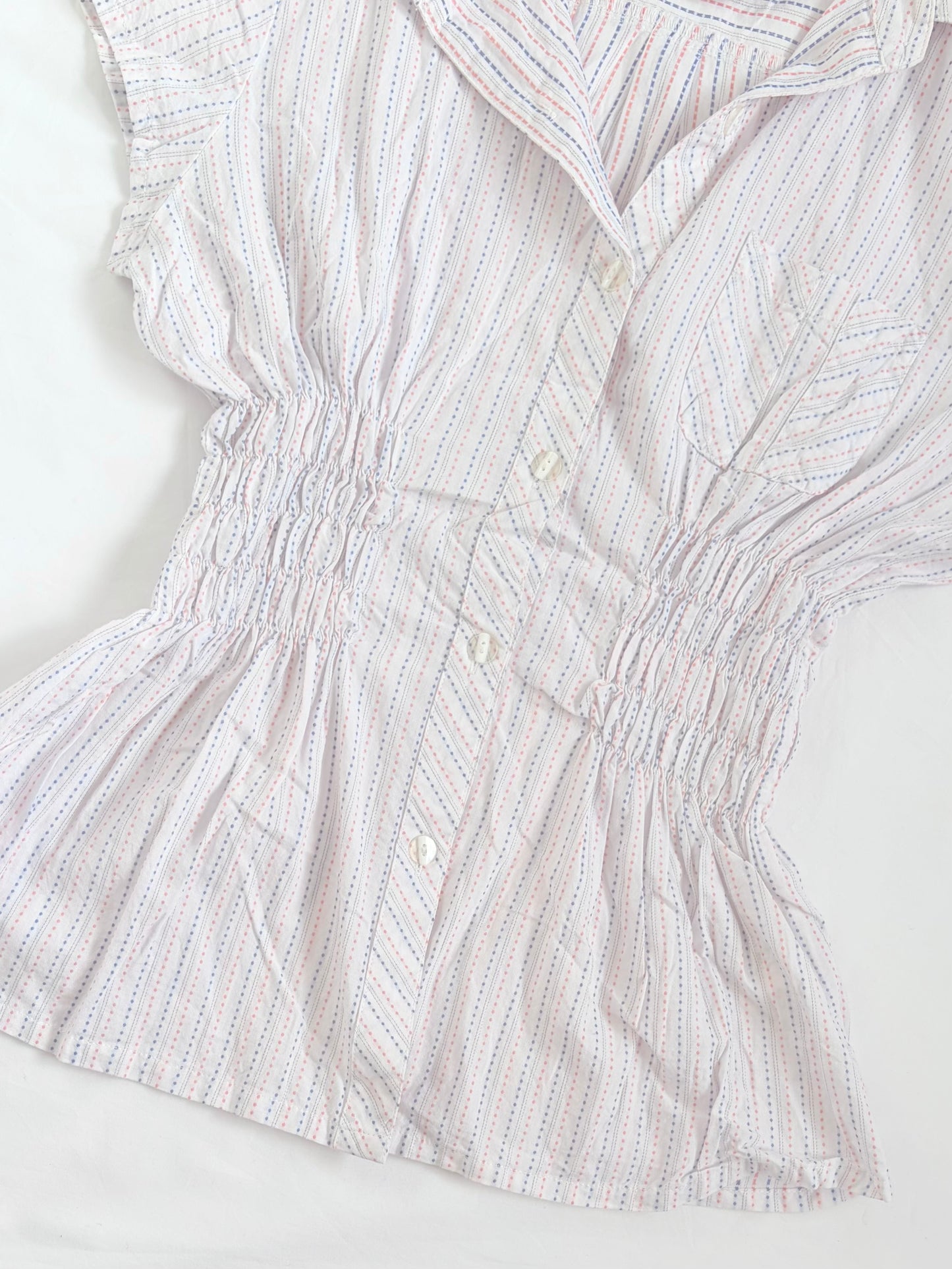 00’s Orange and blue cinched shirt | Size 12