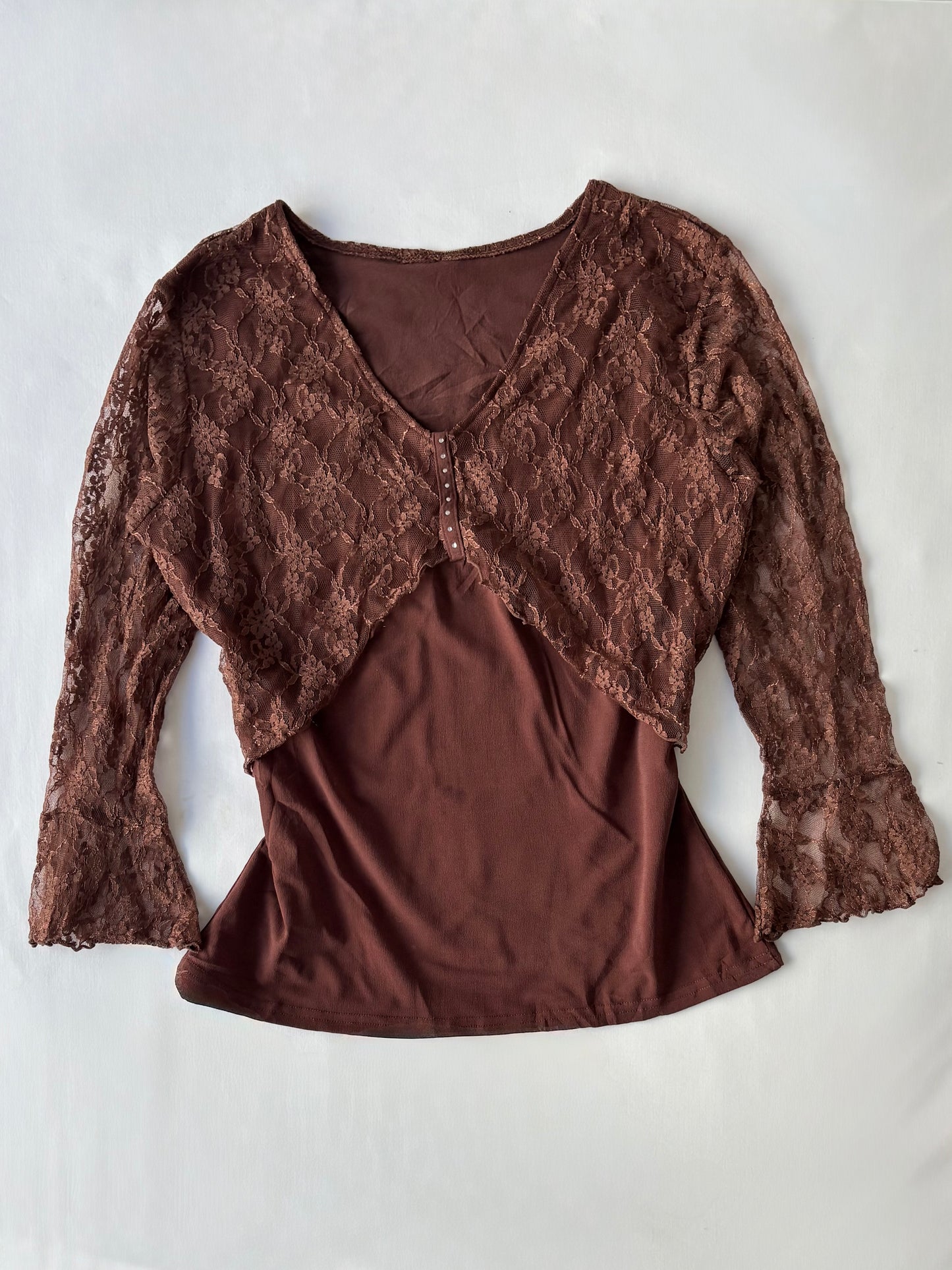 00’s Brown lace Japanese top | Size medium