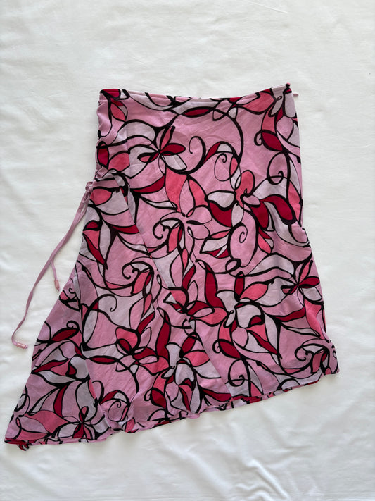 00’s Pink asymmetrical midi skirt | Size 8