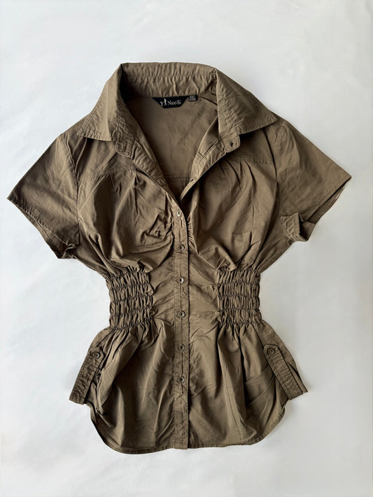 00’s Khaki cinched shirt | Size 10