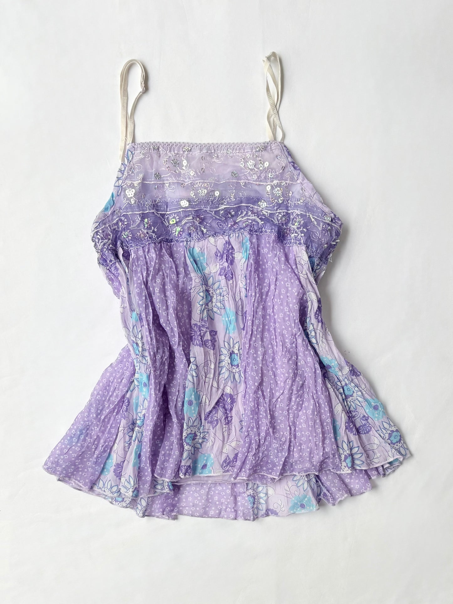 00’s Purple beaded boho top | Size xxs-xs