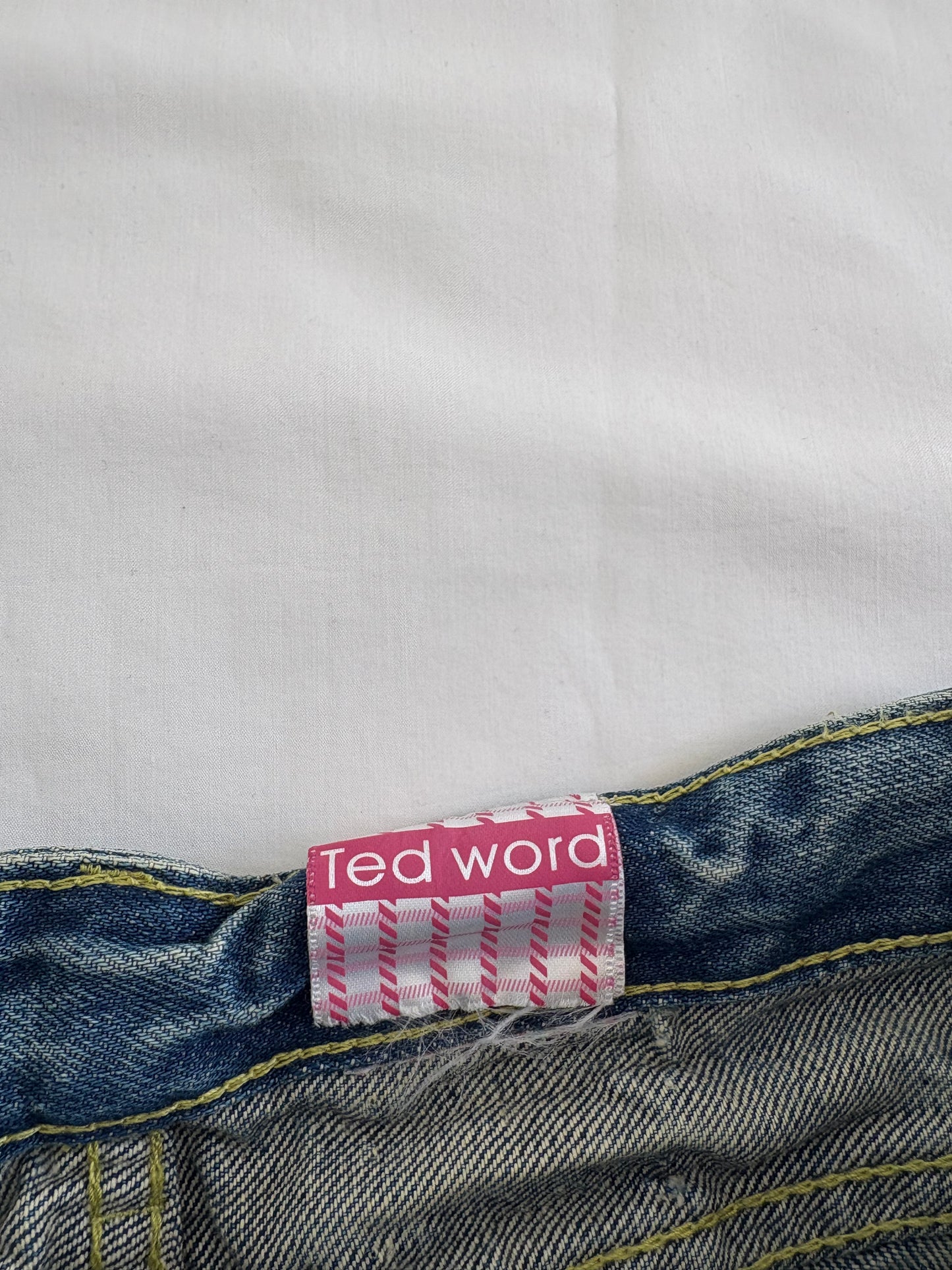 00’s Ribbon denim mini skirt | Size 8