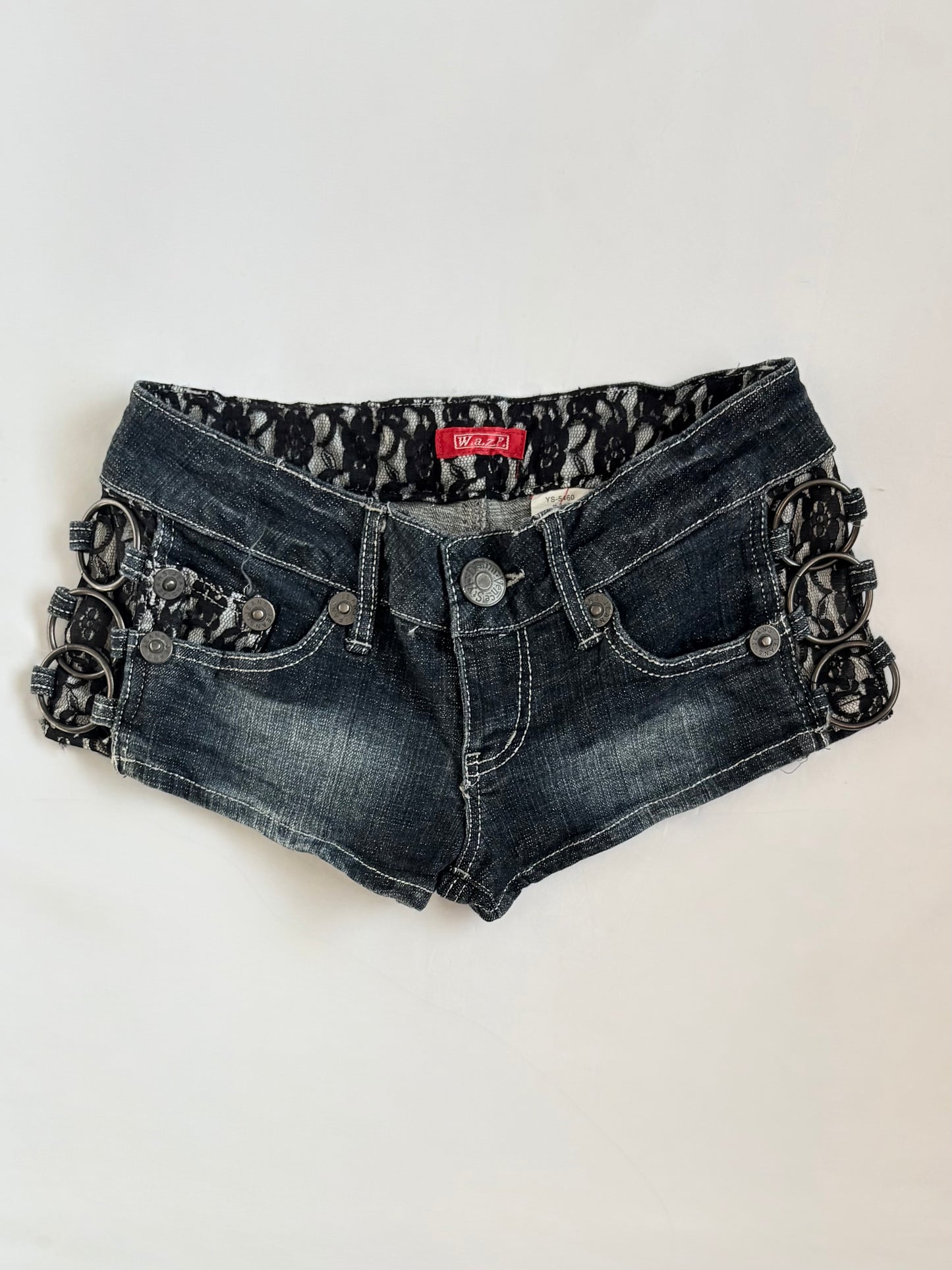 00’s Lace micro denim shorts | Size 8