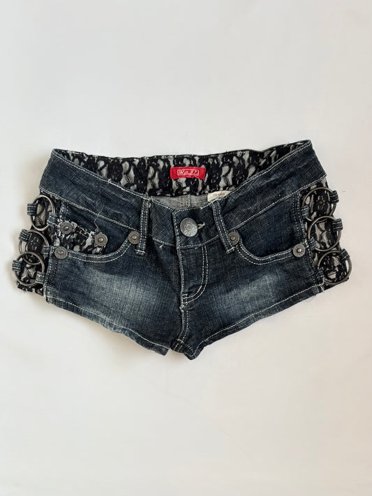 00’s Lace micro denim shorts | Size 8