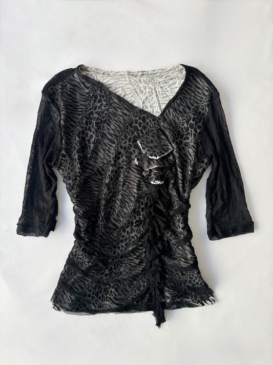 00’s Animal print ruched top | Size small