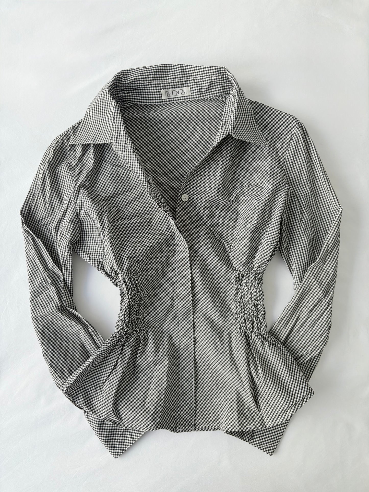 00’s Gingham cinched shirt | Size 8