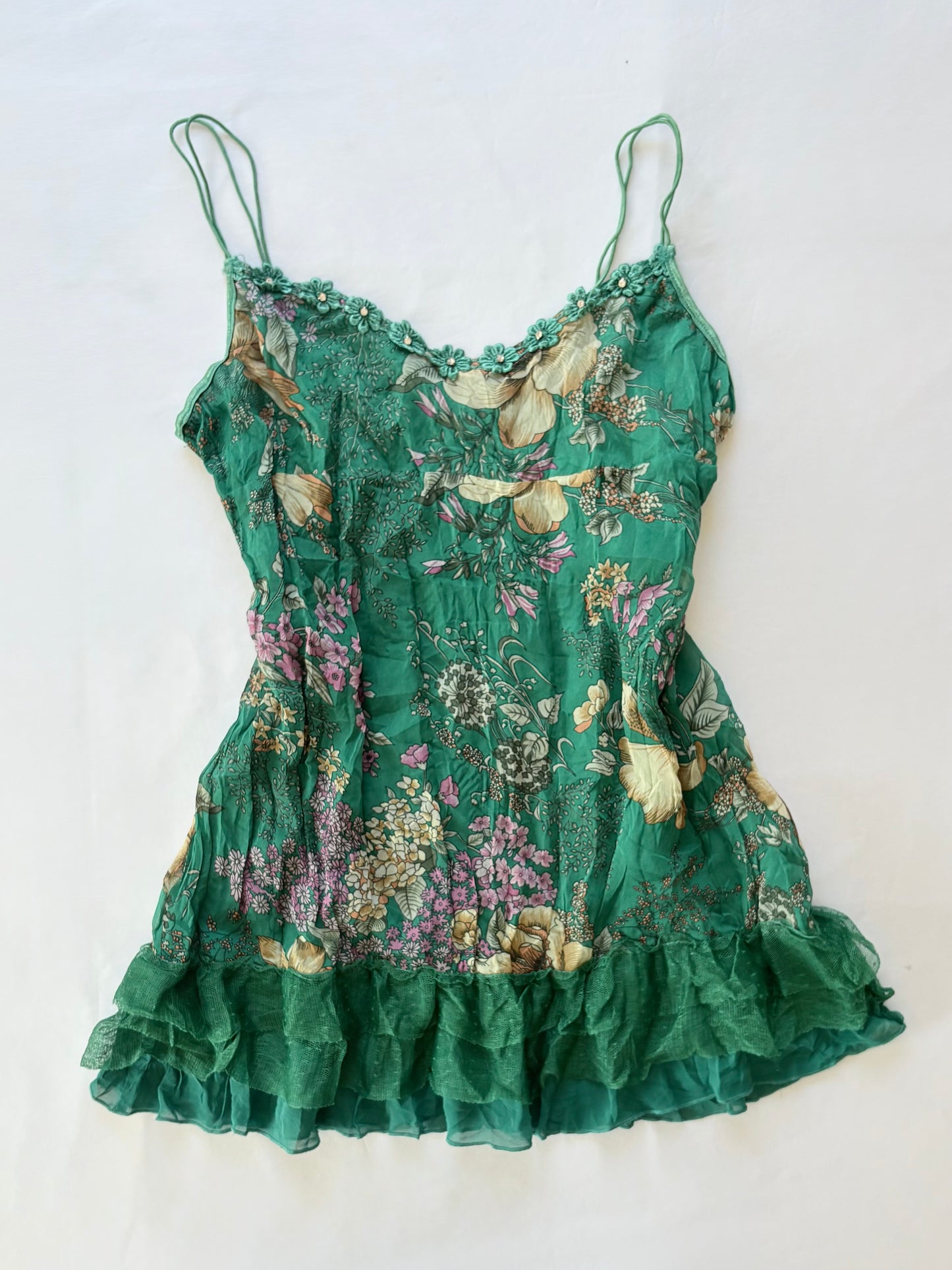 00’s Japanese green floral top | Size 12
