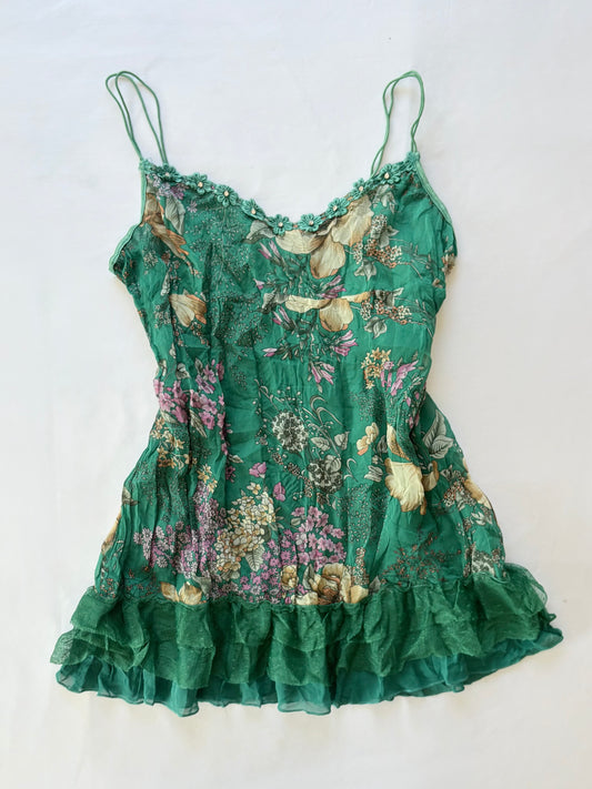 00’s Japanese green floral top | Size 12