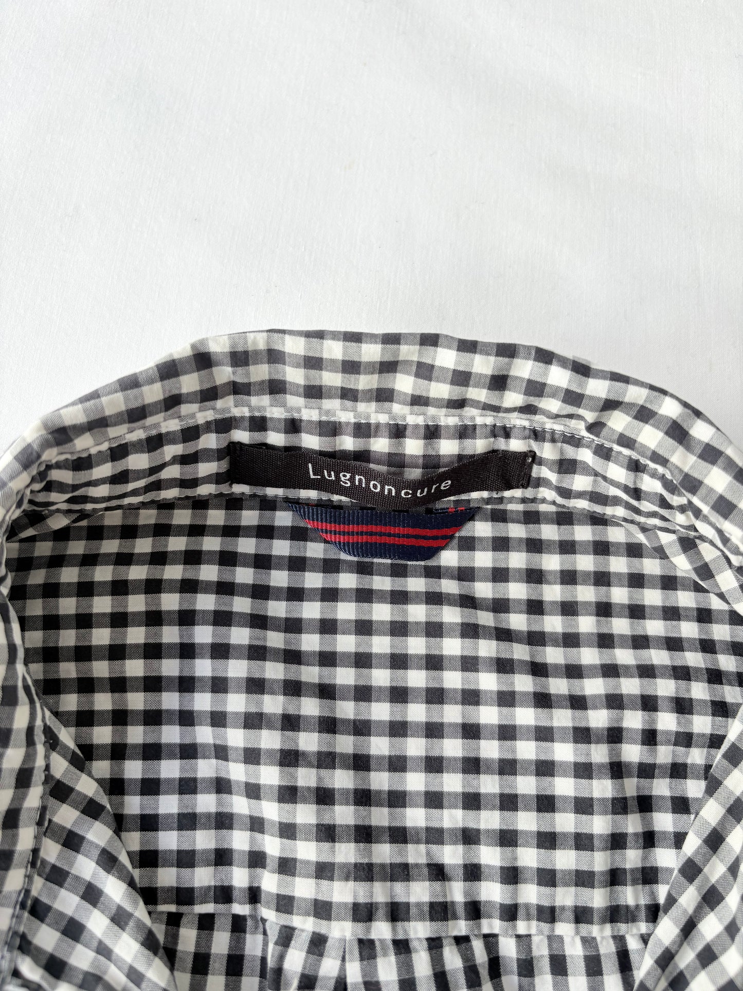 00’s Black gingham cinched shirt | Size 8-10