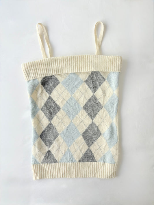 00’s Argyle knit Japanese tank | Size 10