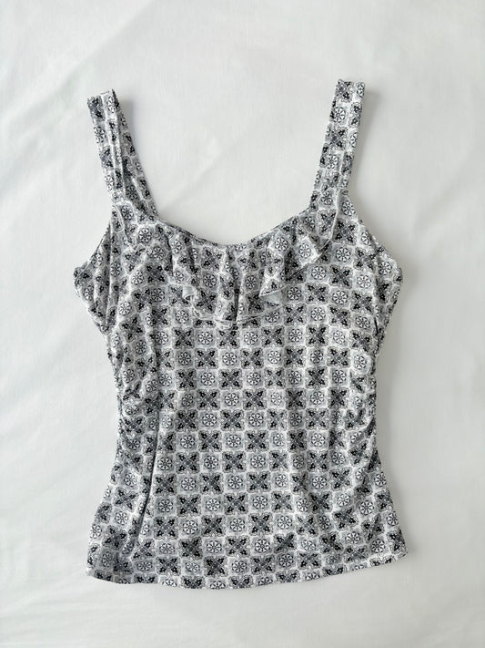00’s Ruffle patterned tank | Size large