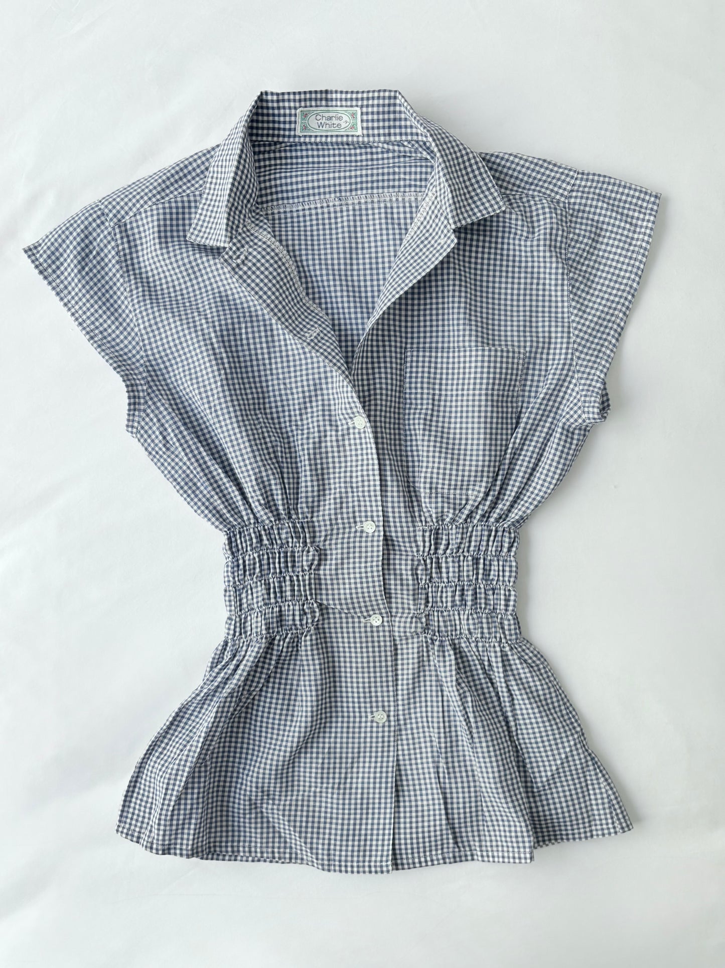 00’s Charlie White gingham cinched shirt | Size 6-8