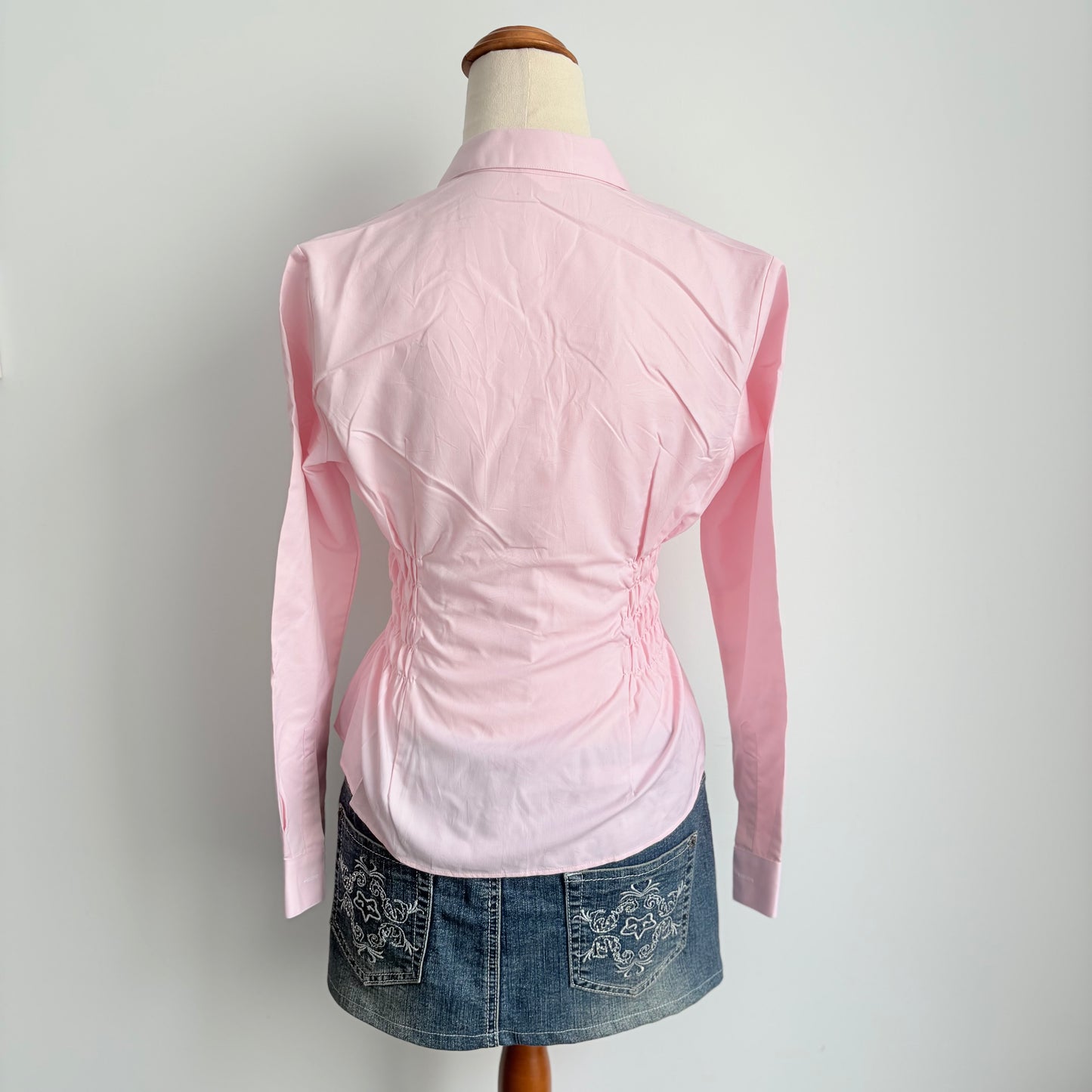 00’s Pink long sleeve cinched shirt | Size 8