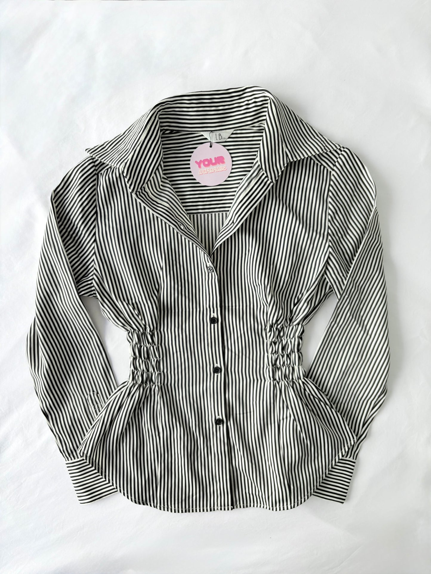 00’s Cinched striped shirt | Size 10