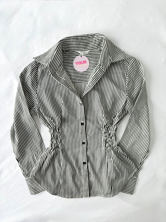 00’s Cinched striped shirt | Size 10