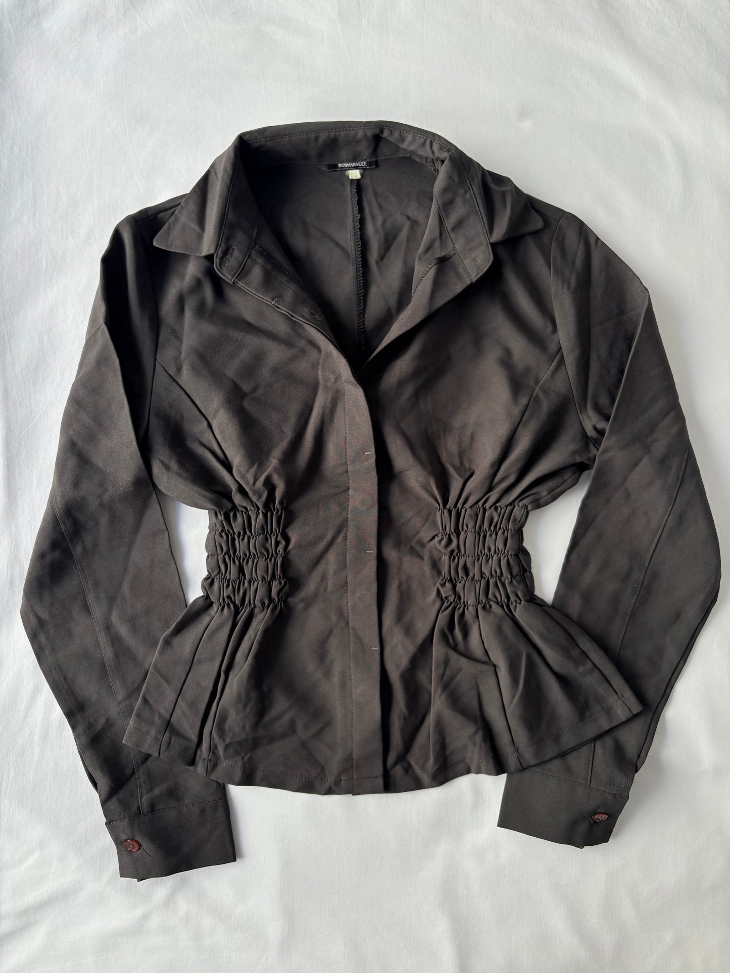 00’s Deep brown cinched shirt | Size 12