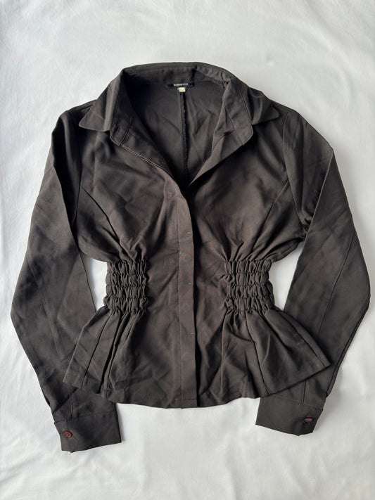 00’s Deep brown cinched shirt | Size 12
