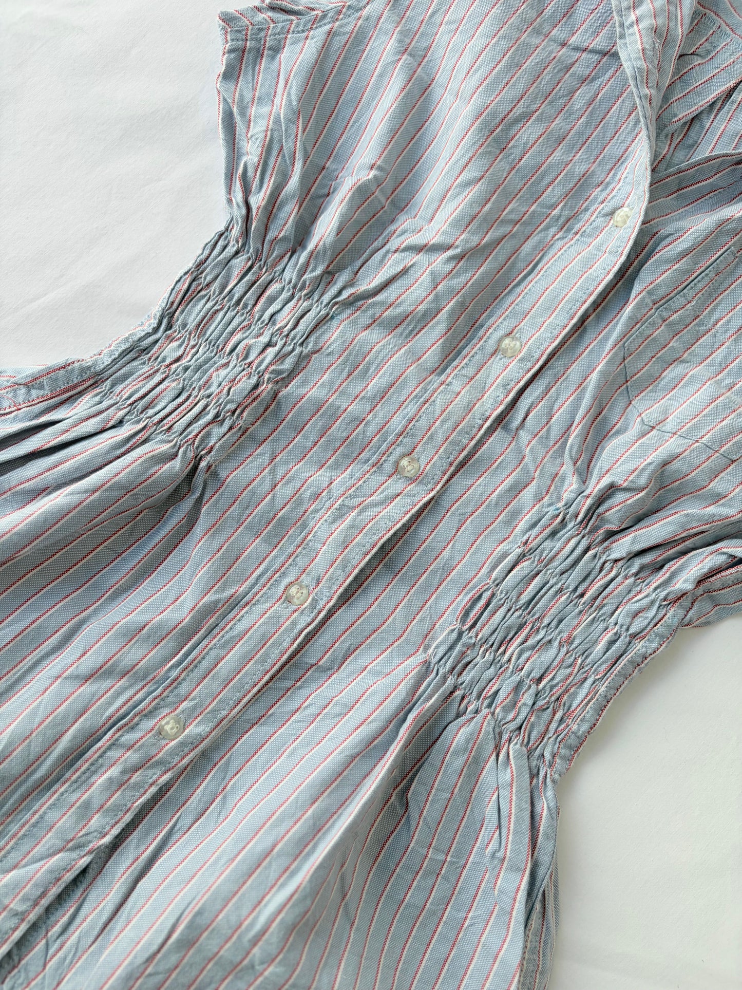 00’s Striped blue cinched shirt | Size 10