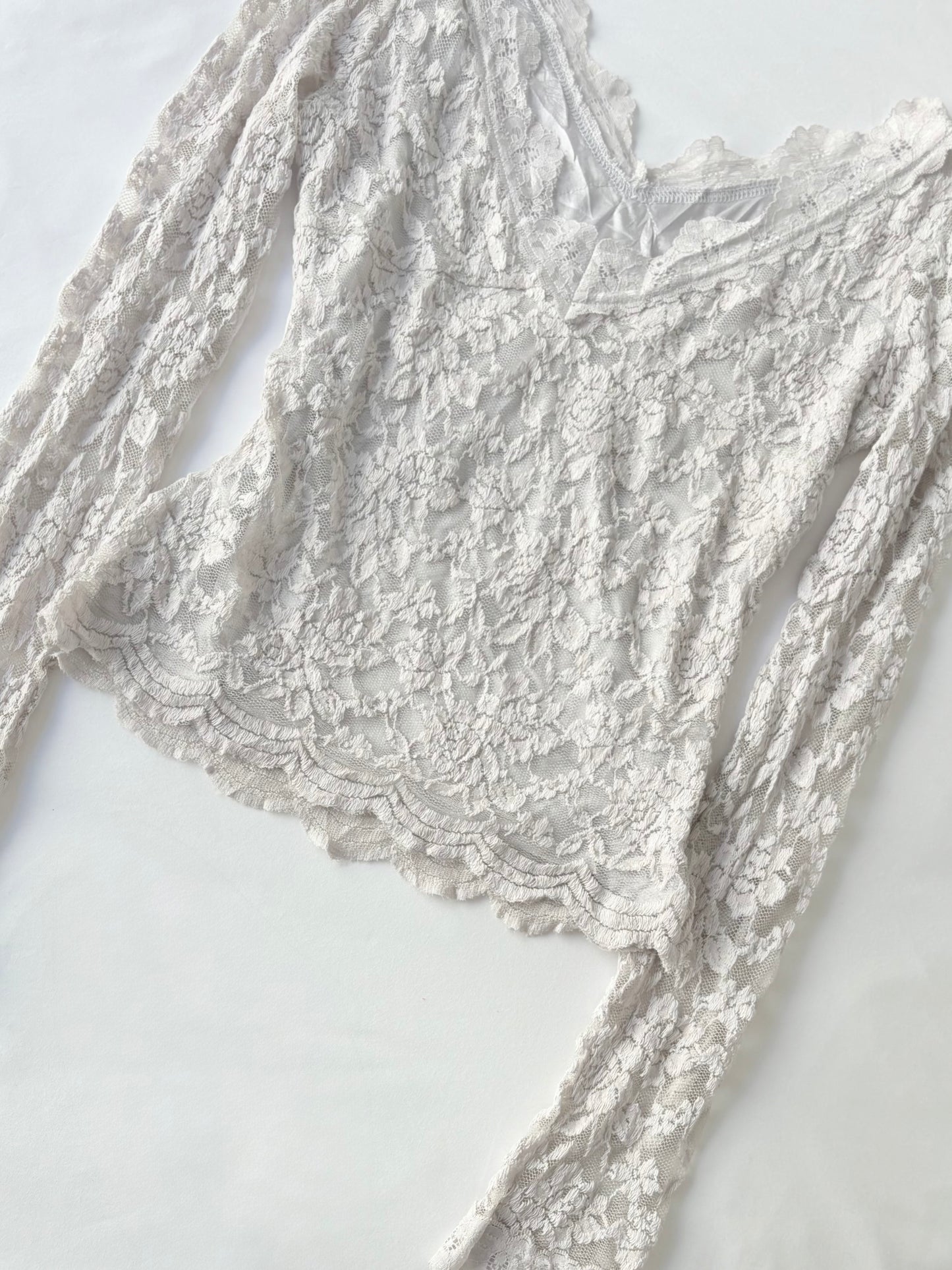 00’s Grey Japanese lace long sleeve | Size small