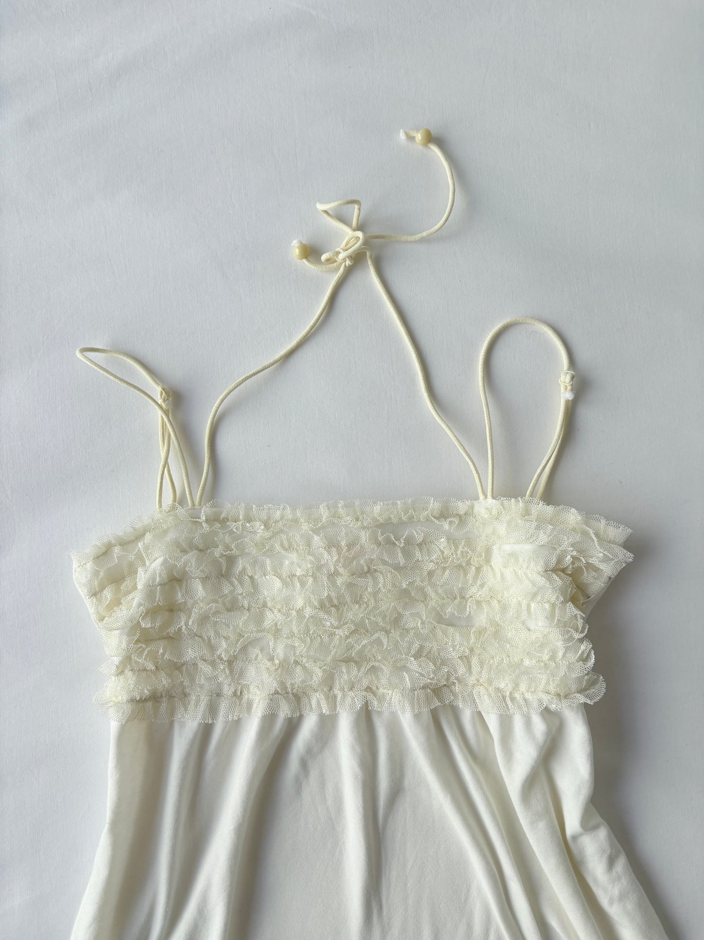 00’s Cream ruffle halter cami | Size 8-10
