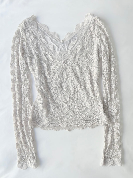 00’s Grey Japanese lace long sleeve | Size small