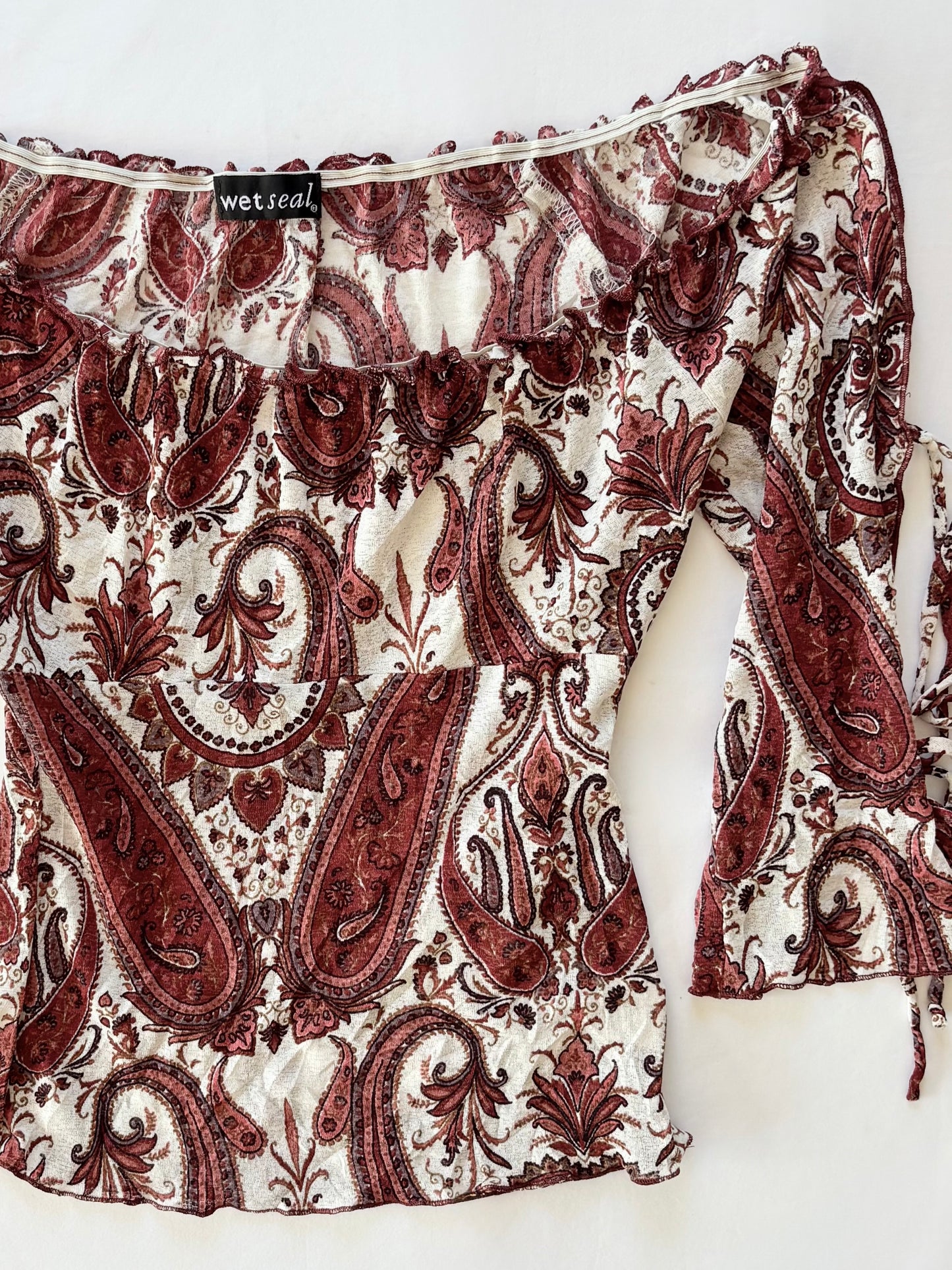 00’s Wetseal paisley milkmaid top | Size medium