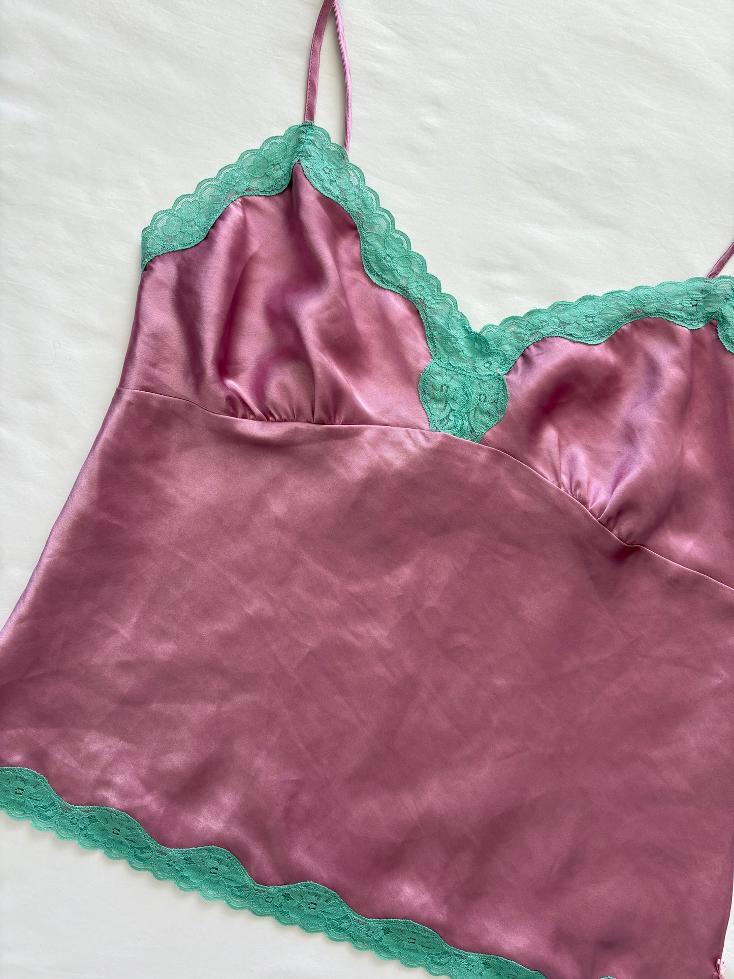 Pink and green lace cami | Size 14-16