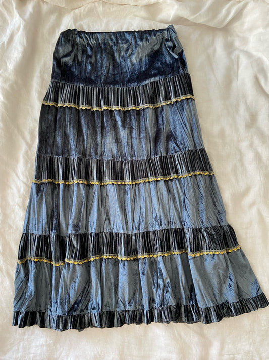Tiered velvet maxi skirt | Size 10-12