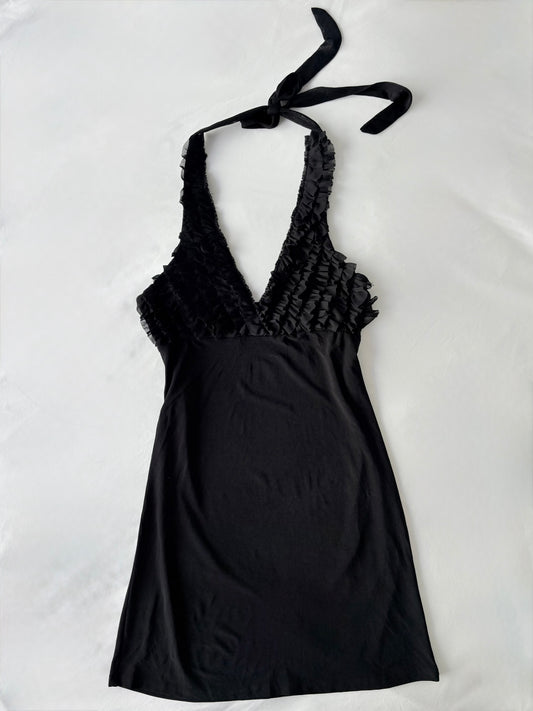 00’s Halter ruffle mini dress | Size 10