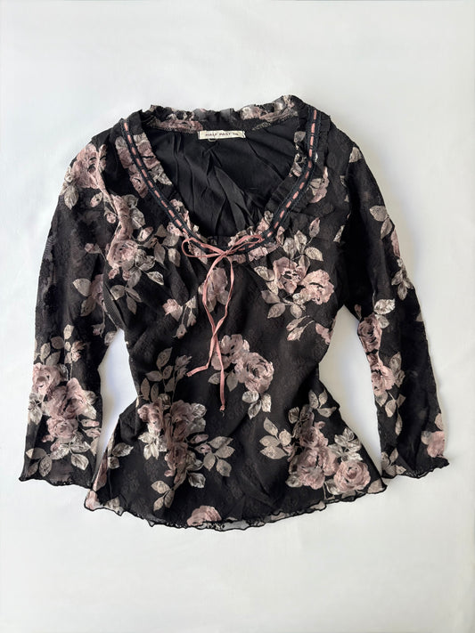 00’s Ribbon tie floral top | Size 10