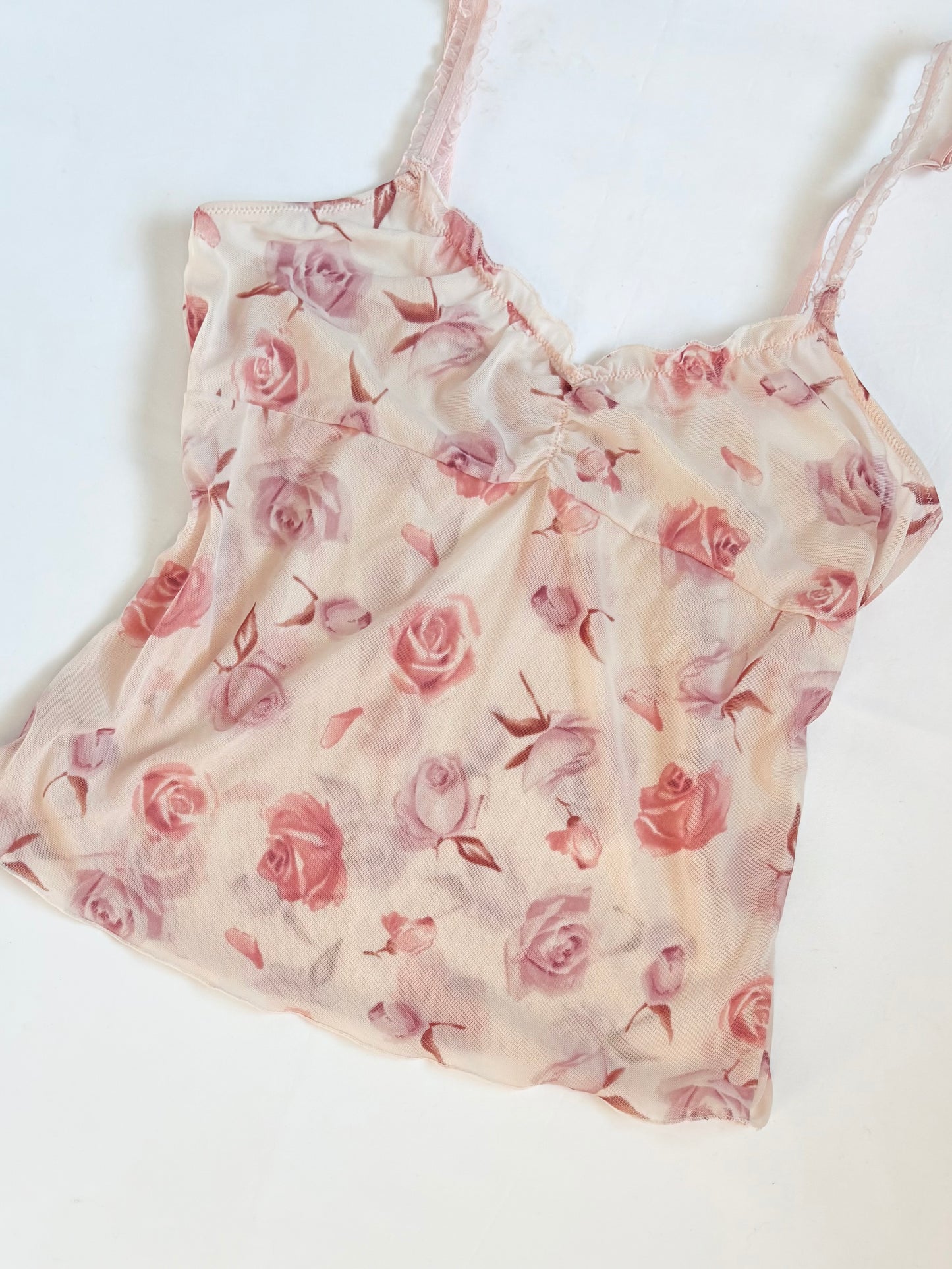 00’s Pink rose sheer cami | Size small