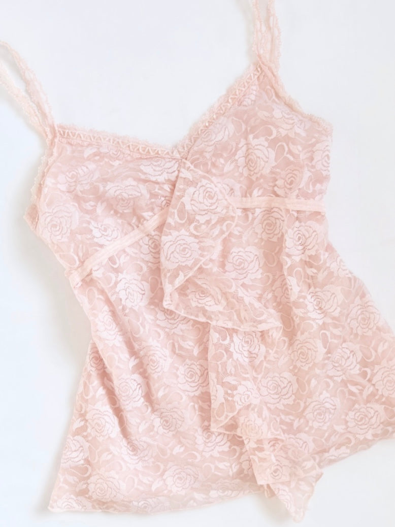 00’s Glacier pink lace top | Size 8