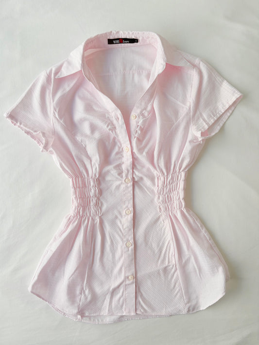 00’s Pink cinched shirt | Size 8-10
