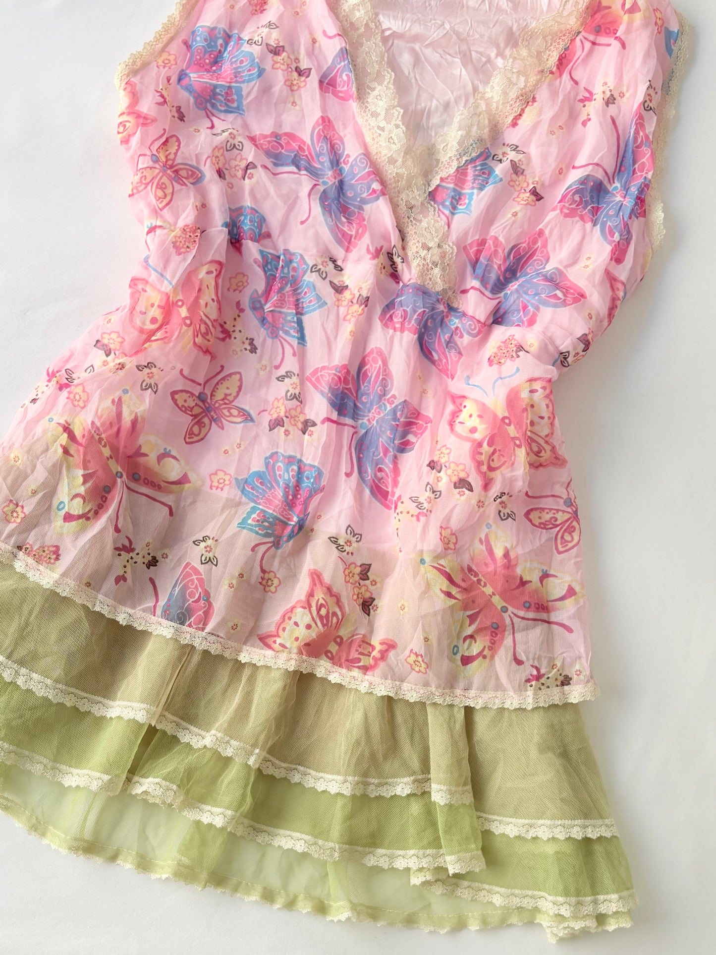 00’s Japanese butterfly babydoll top | Size medium