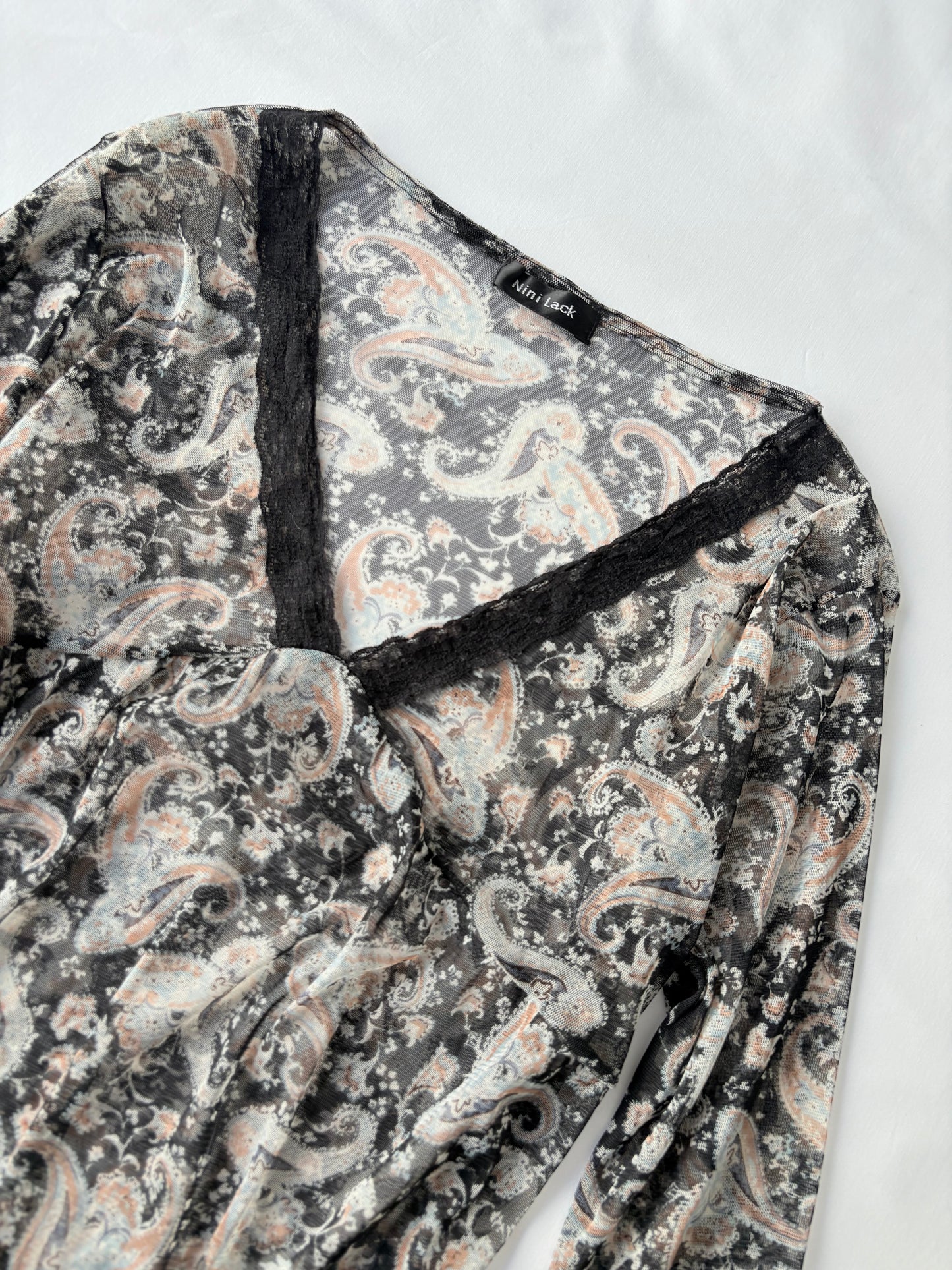 00’s Nina paisley babydoll top | Size 12