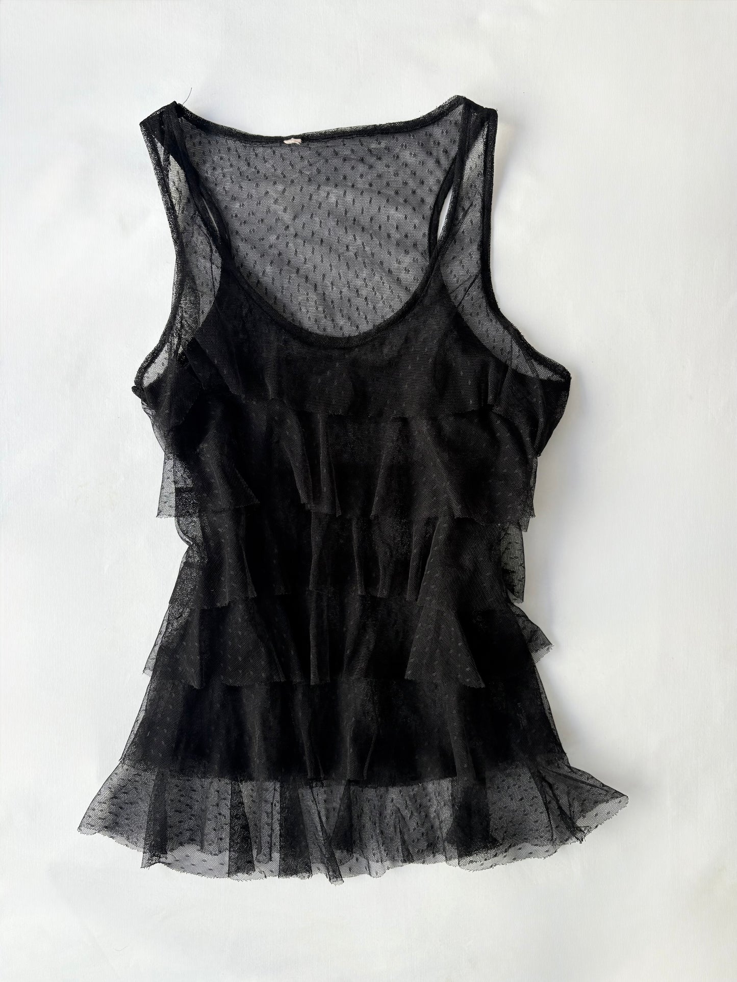 00’s Tiered polka dot mesh top | Size 10