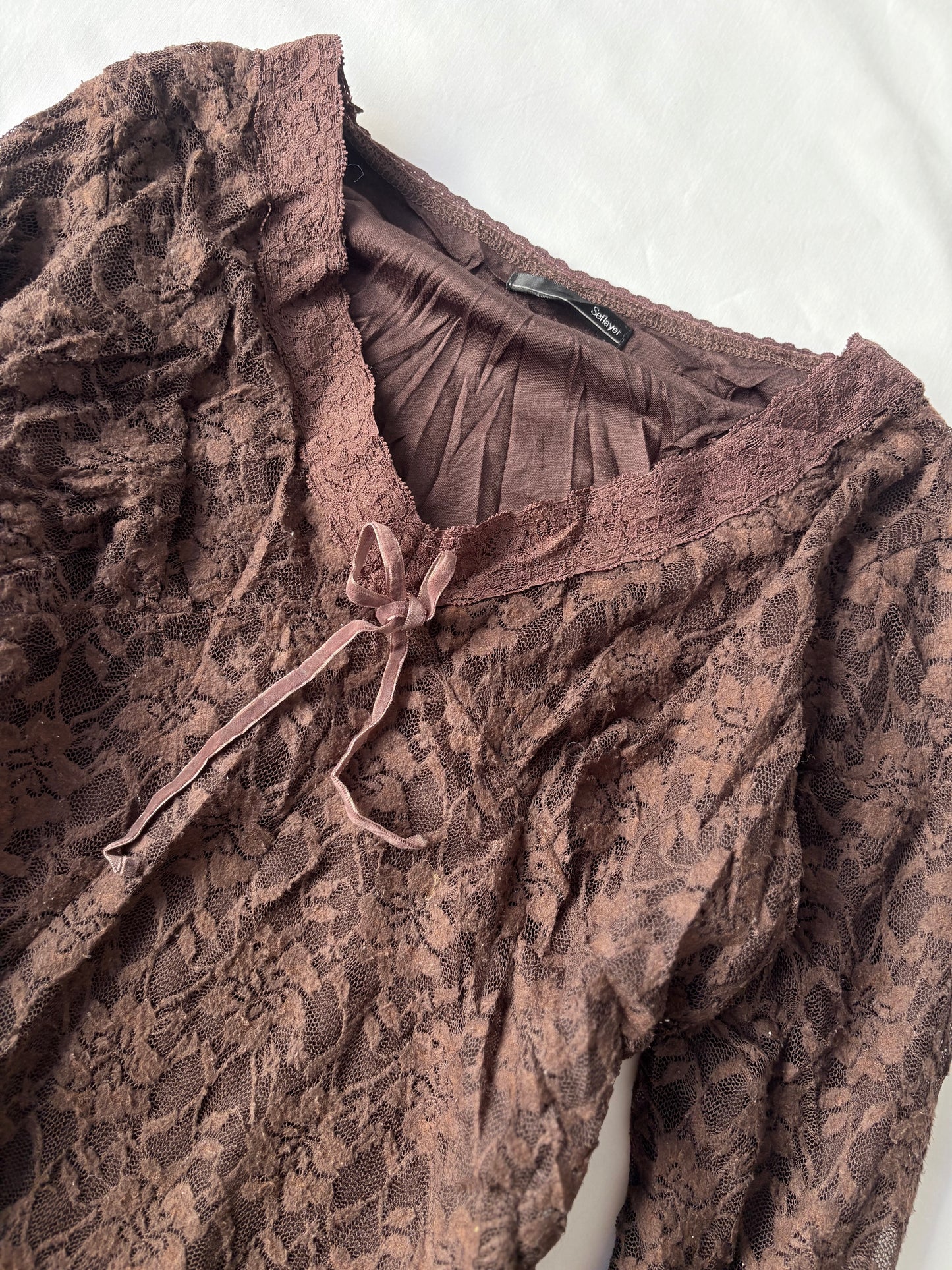 00’s Chocolate brown lace top | Size medium