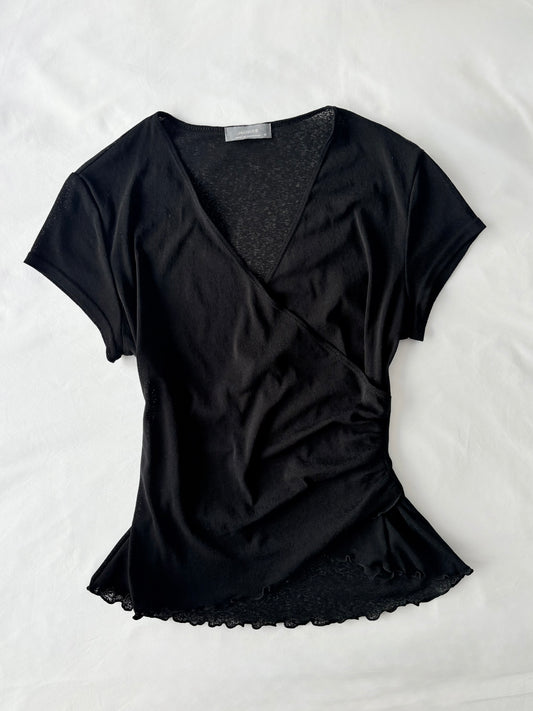 00’s Lettuce hem crossover top | Size medium