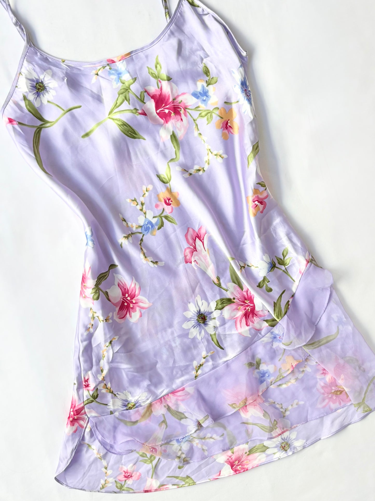 00’s Lilac ruffle mini dress | Size medium