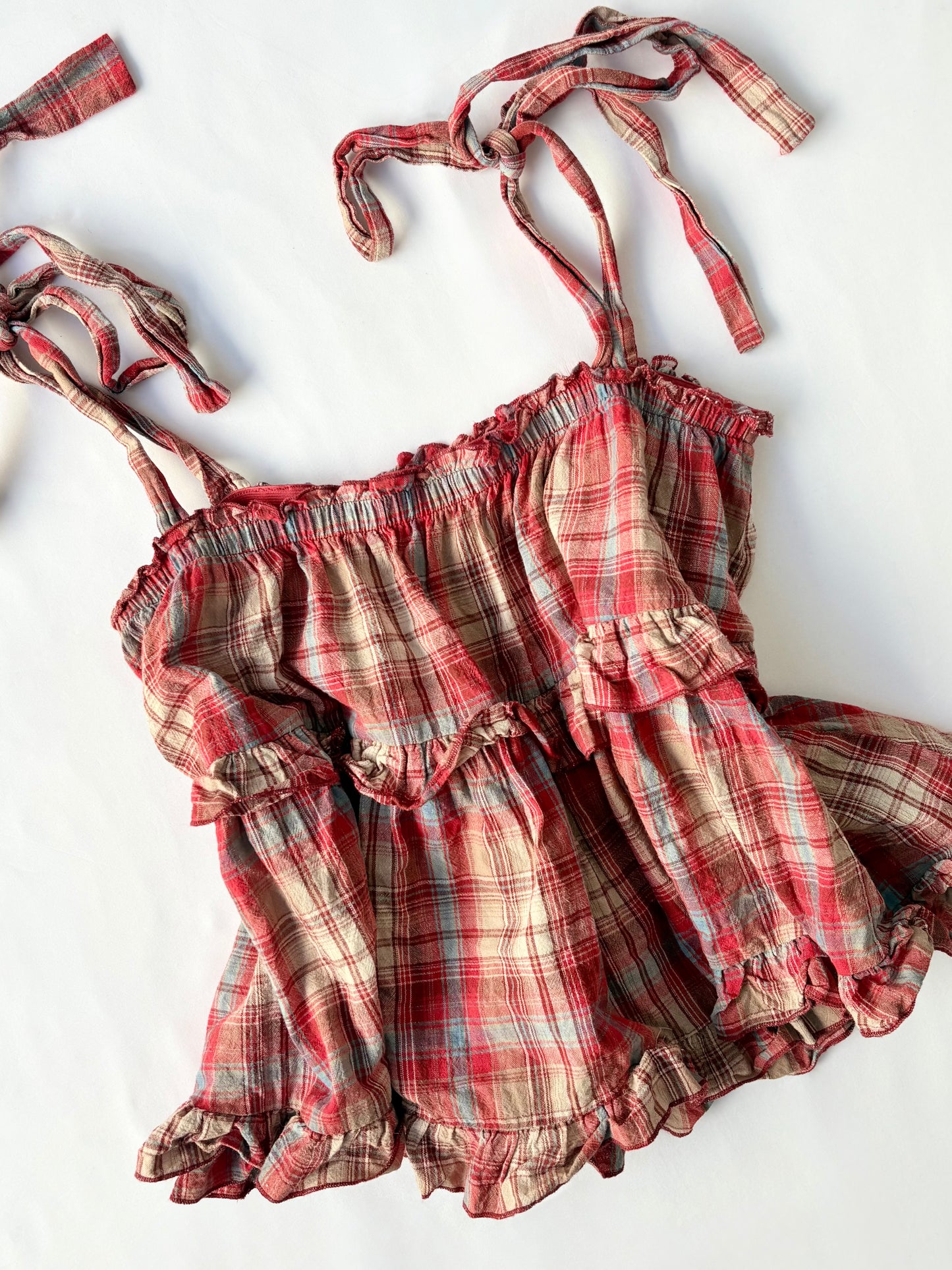 00’s Mo&O plaid tie top | Size 12-16