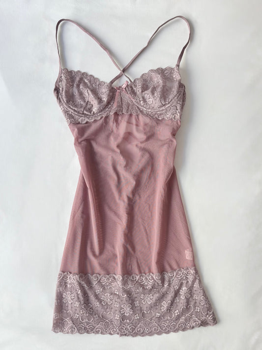 00’s Pink lace up mini dress | Size small