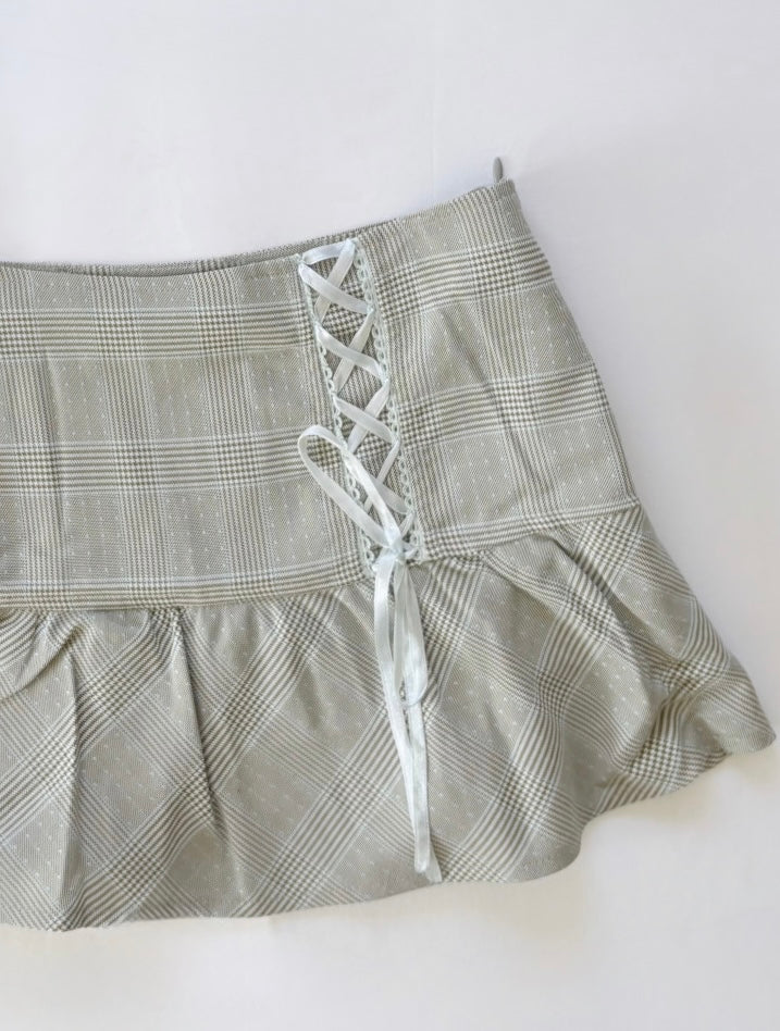 00’s Poone baby blue ribbon mini skirt | Size 8