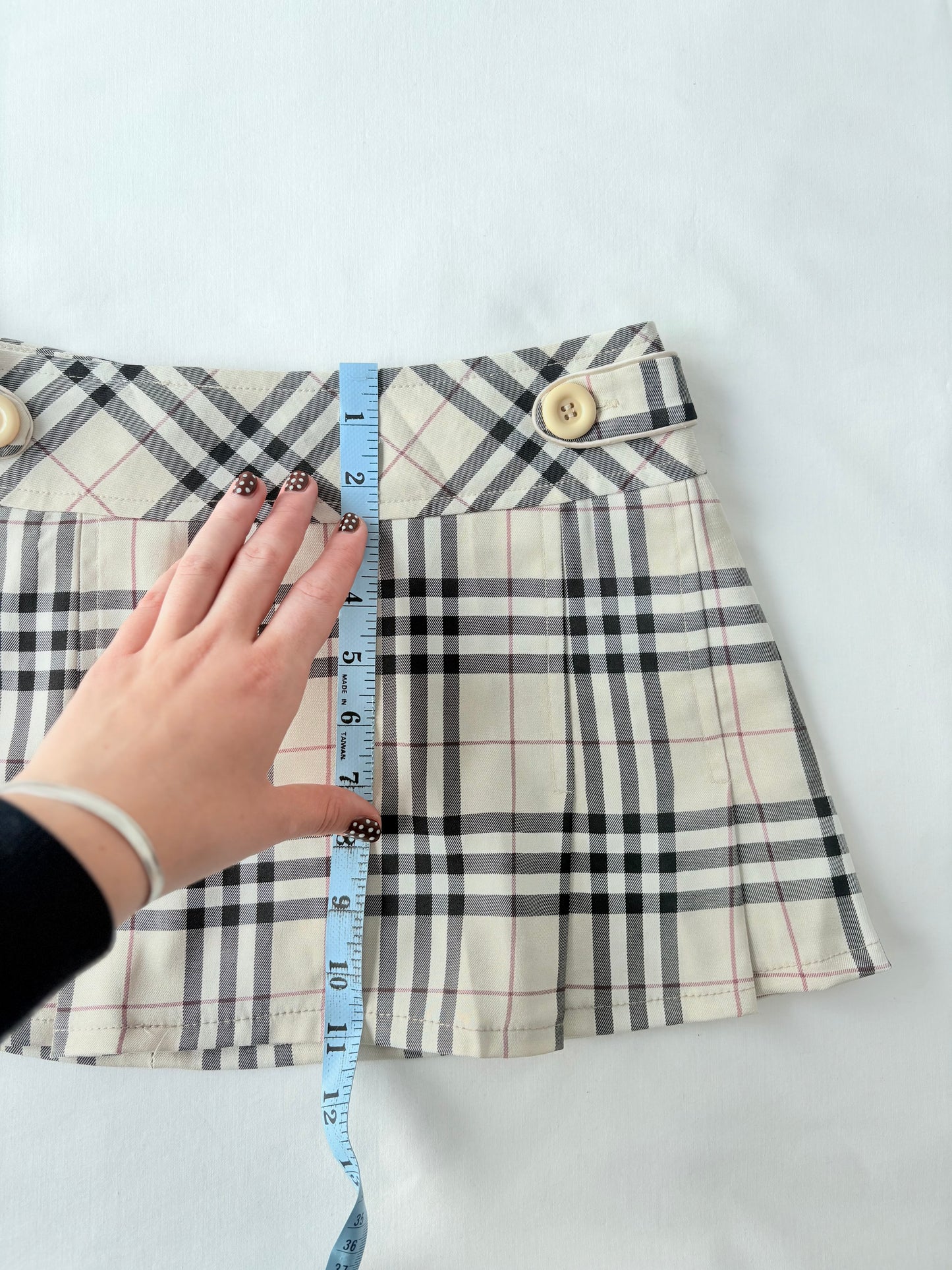 00’s Cream plaid mini skirt | Size 6