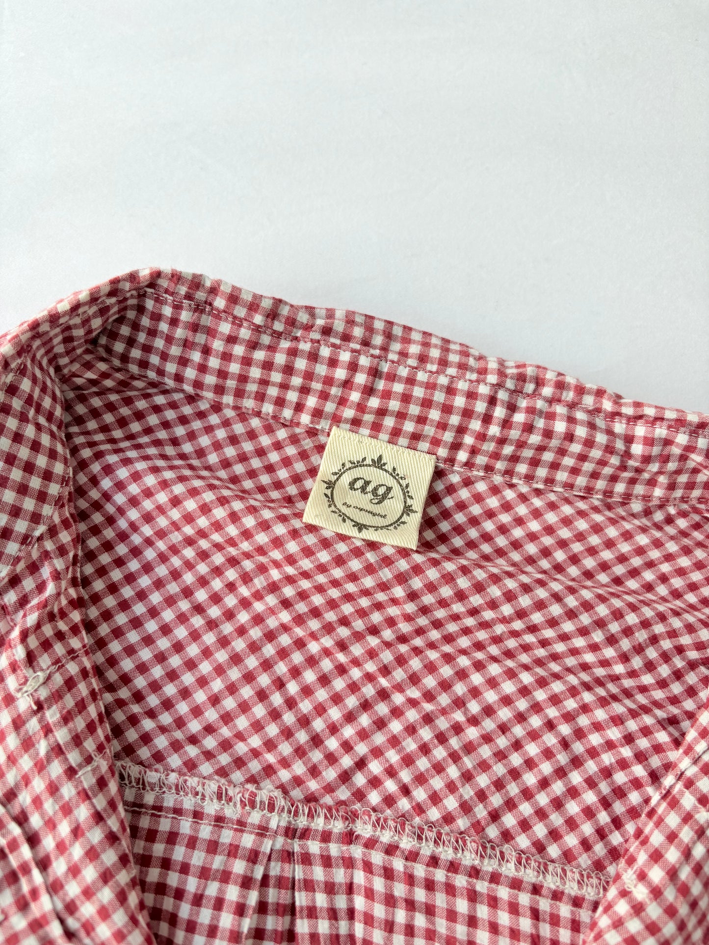 00’s Gingham red cotton cinched shirt | Size 10
