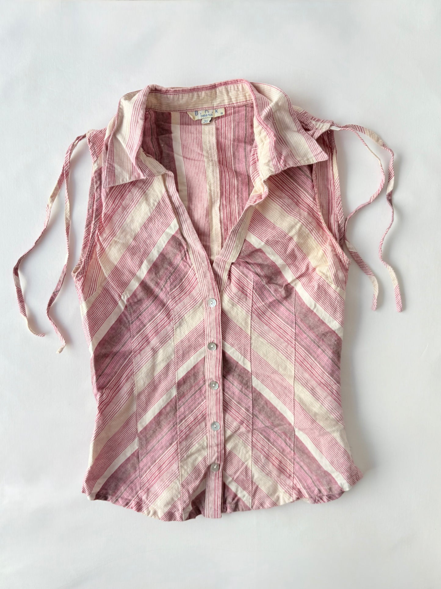 00’s Striped pink tie top | Size 8