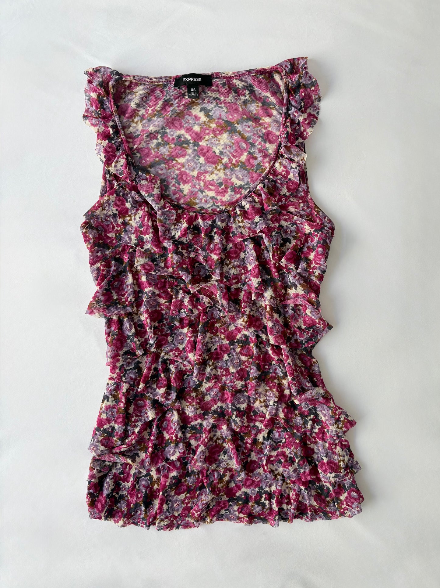 00’s Express pink ruffle tank | Size 8