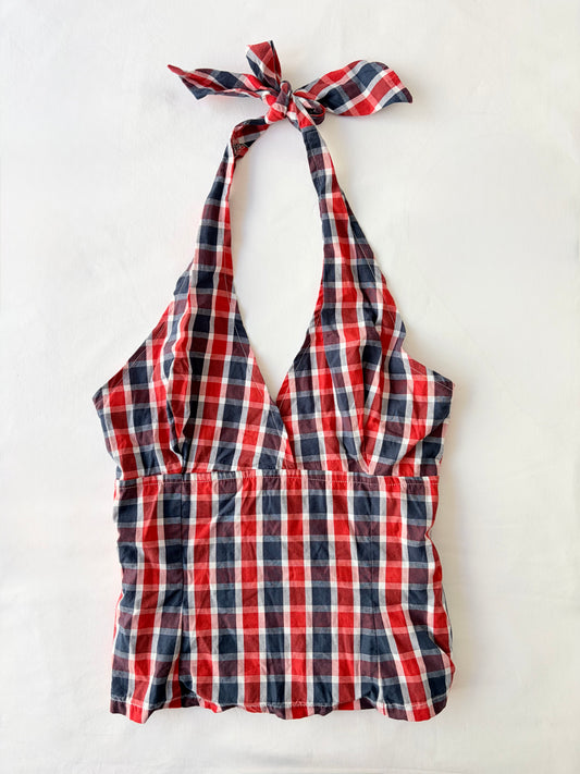 00’s Red plaid halter tank | Size 10-12