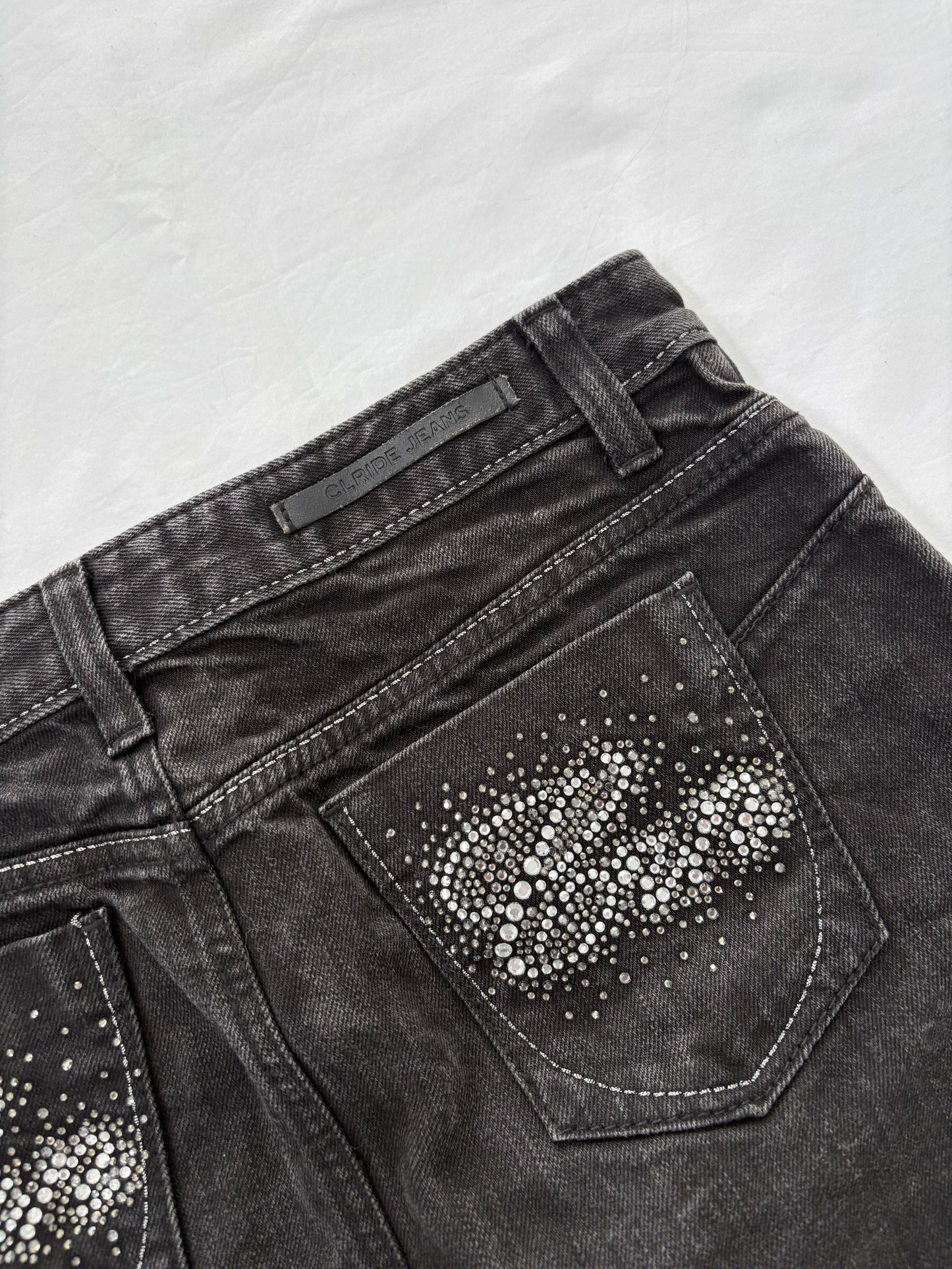 00’s Black bedazzled mini skirt | Size 10